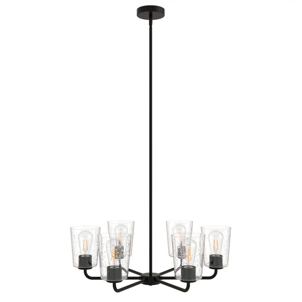6-Light Black Transitional Chandelier with Glass Shade for Kitchen, Dining Room, Foyer, Convertible to Semi-Flush Mount price history on PriceWatchPro