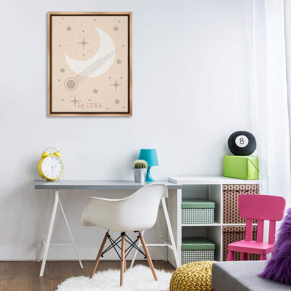 Minimal Moon with Stars by Daniela Santiago Brown Floater Frame Abstract Graphic Art Print 31 in. x 25 in. price history on PriceWatchPro