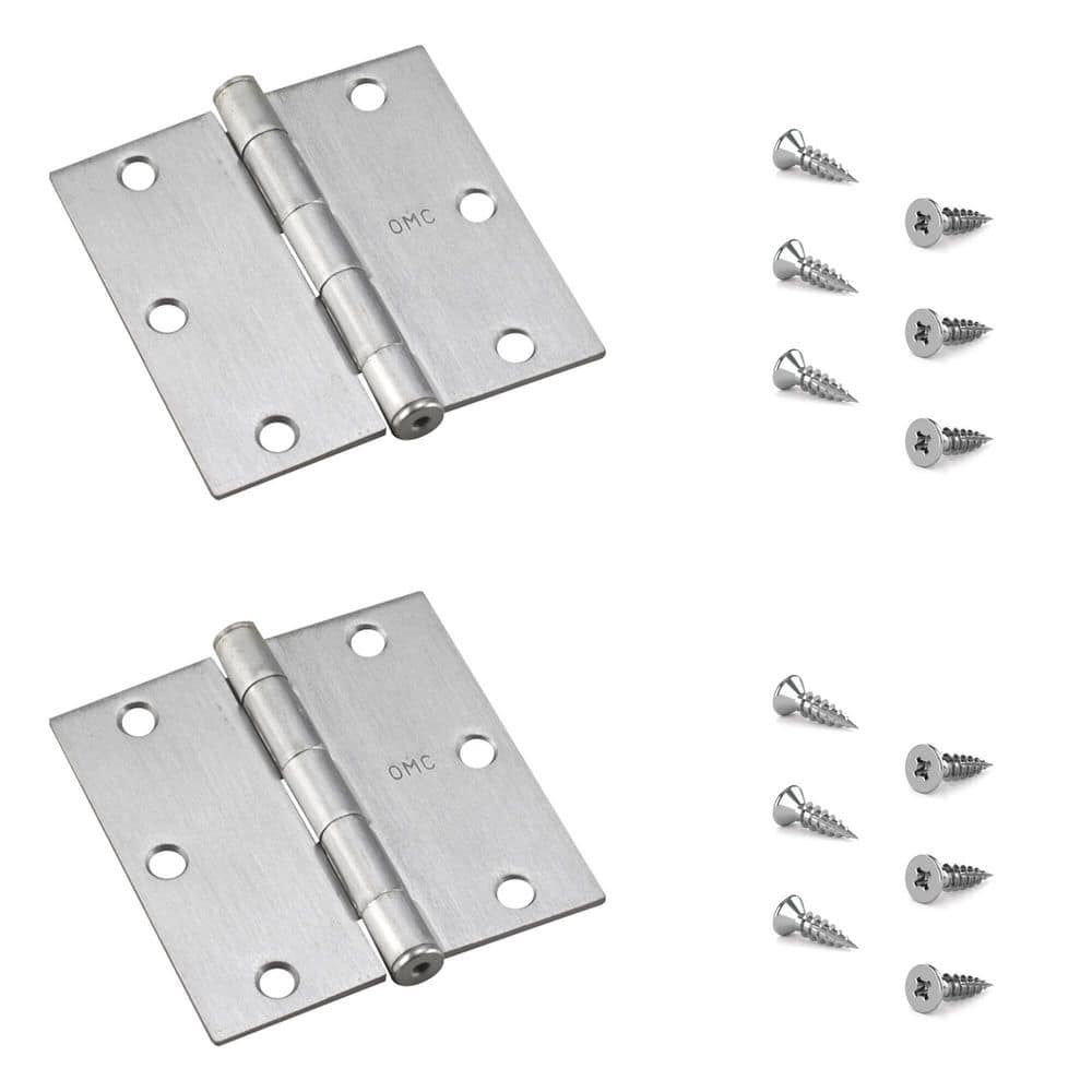 3-1/2 in. x 3-1/2 in. Brushed Chrome Full Mortise Butt Hinge with Removable Pin (2-Pack) price history on PriceWatchPro