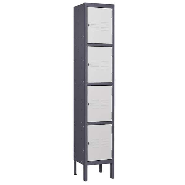 LISSIMO 4 Door 4-Tier Locker, Employees Storage Metal Lockers 66 in. Lockable Steel Cabinet for School Gym Home Office