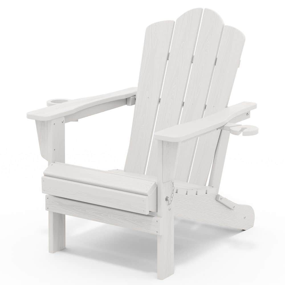 JEAREY Classic Outdoor HDPE Folding Plastic Adirondack Chair with
