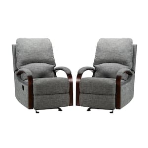 Deccan Grey Manual Nursery Chair Rocking Recliner for Living Room (Set of 2)