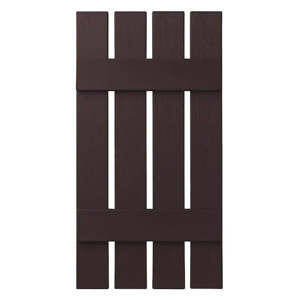 Ply Gem 16 in. x 39 in. Polypropylene 4-Board Open Board and Batten Shutters Pair in Winestone