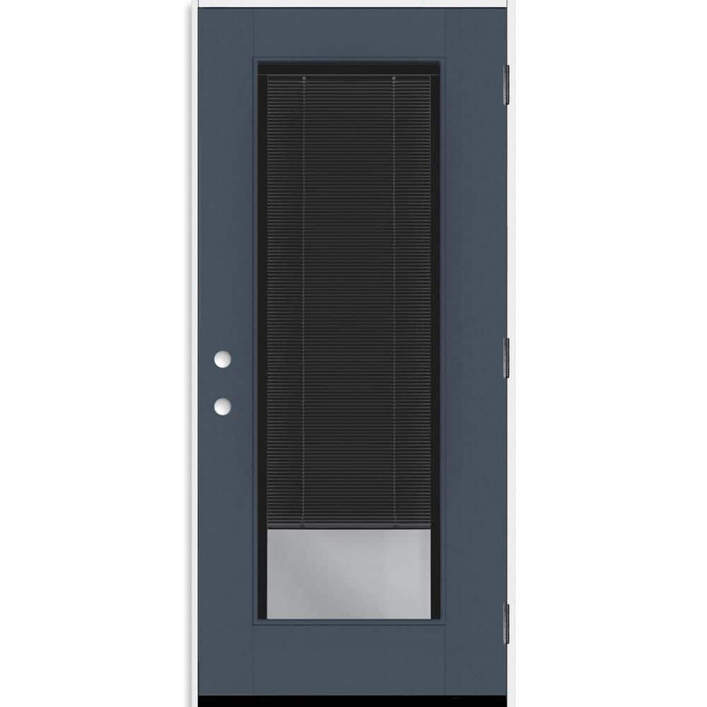Legacy 30 in. x 80 in. Full Lite Clear Glass Noir Miniblind LHOS Dark Denim Fiberglass Prehung Door w/6-9/16 in. Jamb price history on PriceWatchPro