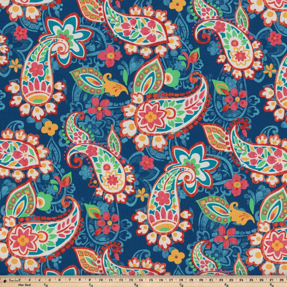 Paisley Blue and Green Rectangular Outdoor Lumbar Pillow Set