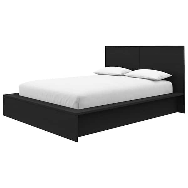 Nexera James Black Frame Queen Size Platform Bed with Headboard