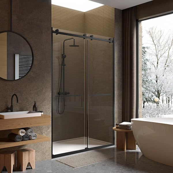 Fab Glass and Mirror Portofino 44-48 in. W x 74 in. H Double Sliding Frameless Shower Door with 3/8 in. Thickness Clear Tempered Glass