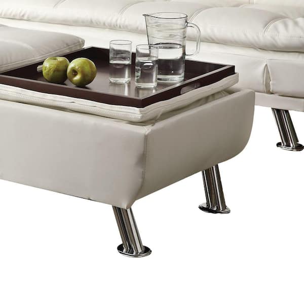 Benjara Faux Leather White Ottoman With Reversible Tray Tops 23 5 In L X 44 W 12 H Bm69567 The Home Depot - Hadley Ottoman Coffee Table Tray Benjara Faux Leather White Ottoman With Reversible Tray Tops 23 5 In L X 44 W 12 H Bm69567 The Home Depot - Hadley Ottoman Coffee Table Tray