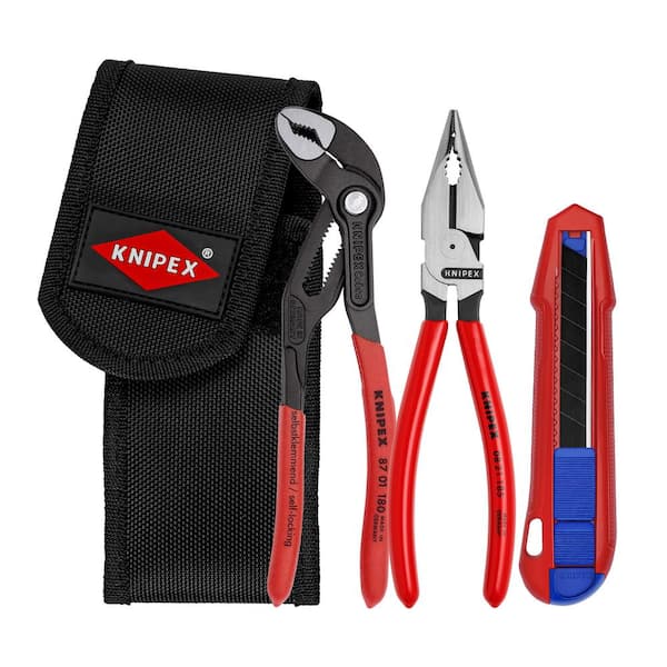 KNIPEX Holiday Gift 3 Piece 7.25 in Electricians Plier Set with Free CutiX Snap Knife