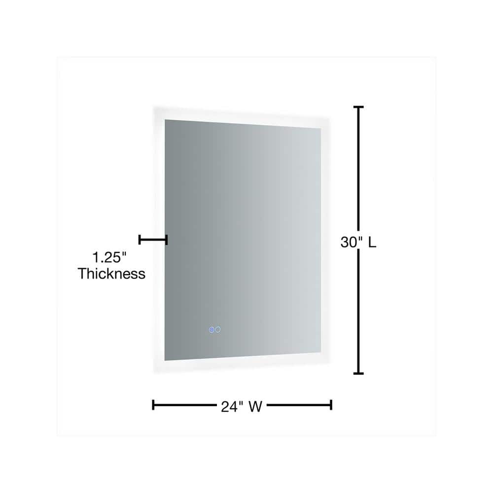 Sleek Halo 24"x30" Frameless LED Bathroom Vanity Mirror with Defogger