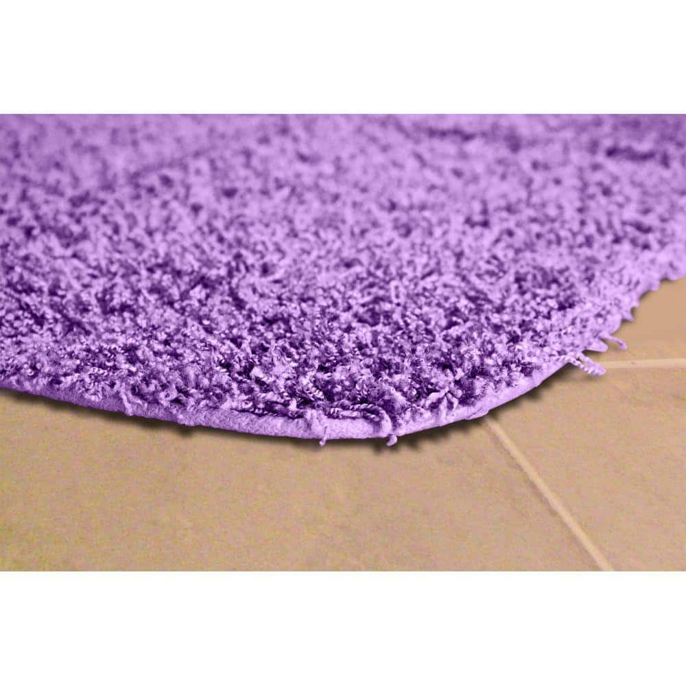 Purple Shaggy Nylon 3-Piece Washable Bathroom Rug Set