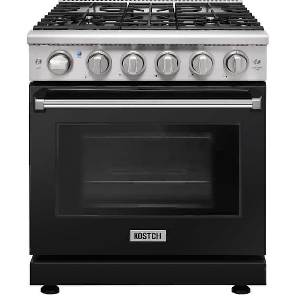30 in. 5 Burners Freestanding Propane Gas Range in Stainless Steel with 4.55 cu. ft. Convection Oven and Black Oven Door