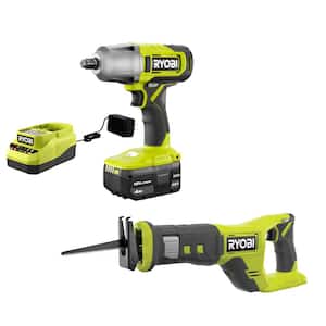 ONE+ 18V Cordless 2-Tool Combo Kit with 1/2 in. Impact Wrench, Reciprocating Saw, 4.0 Ah Battery, and Charger