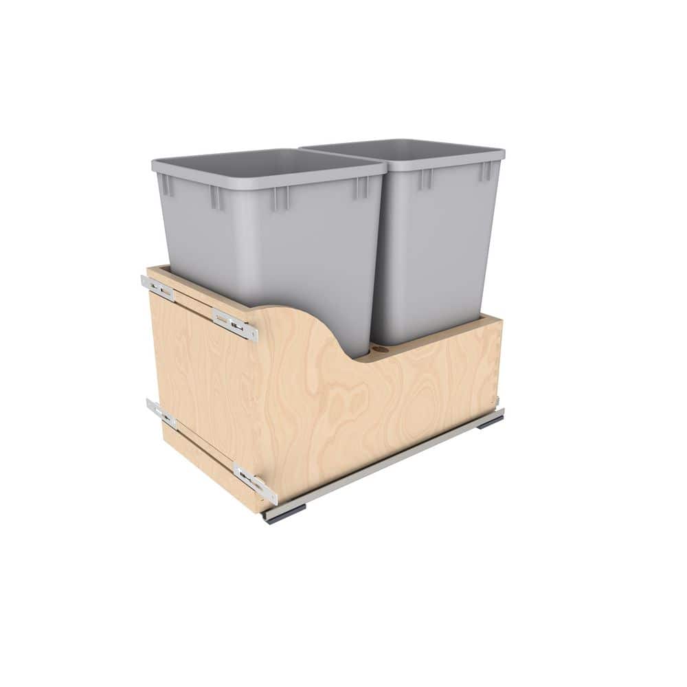 Maple Wood Pullout Trash Container with Silver Accents