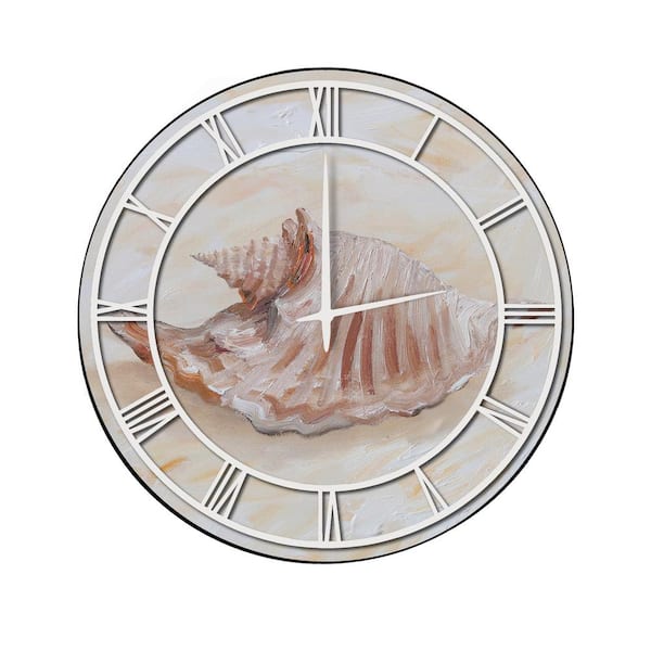 Unbranded "Sea Shell #3" Full Coverage Art and White Numbers Imaged Wall Clock