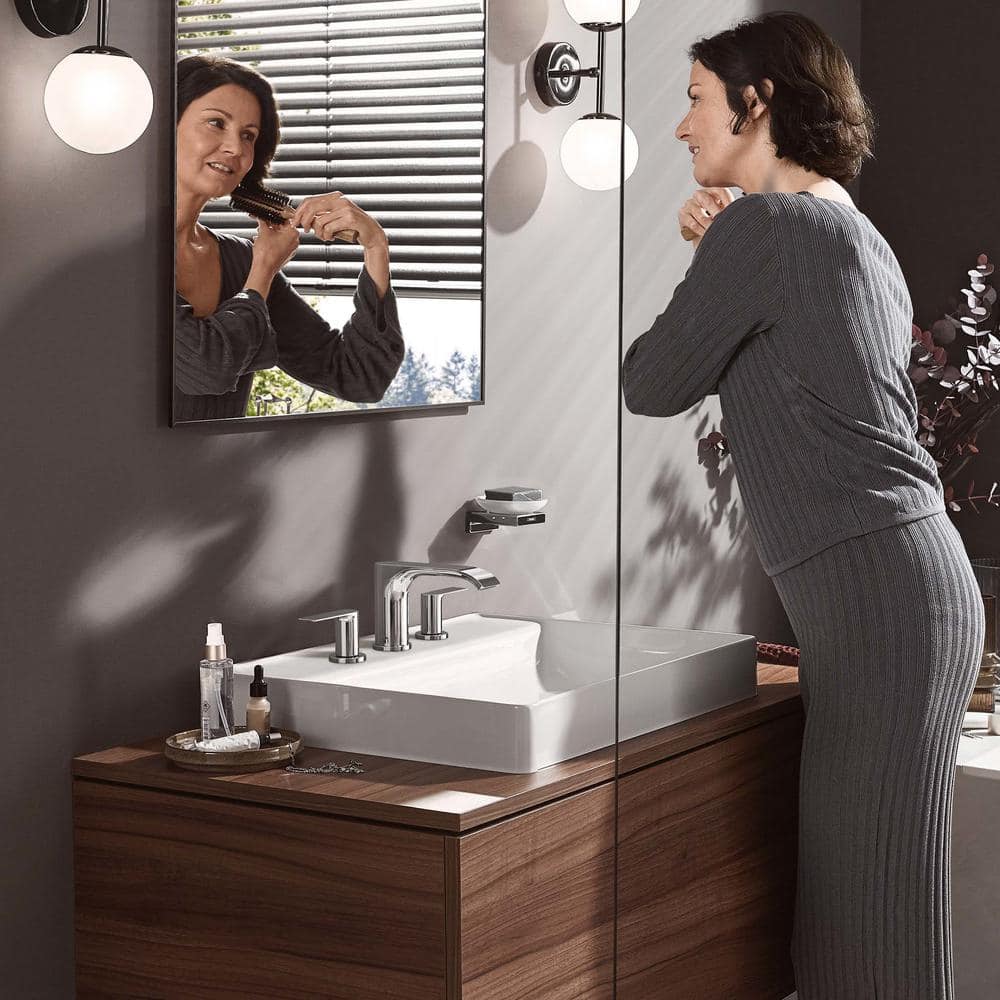 Elegante Chrome Widespread Faucet with Waterfall Stream and Pop-Up Drain, 1.2 GPM