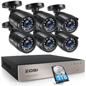 H.265 Plus 8-Channel 5MP-LITE DVR 1TB Hard Drive Security Camera System with 6X 1080P Wired Bullet Cameras