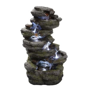 Multi-Level Rock Waterfall Fountain with LED