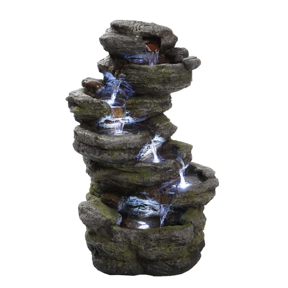 HI-LINE GIFT LTD. Multi-Level Rock Waterfall Fountain with LED 79560-B ...