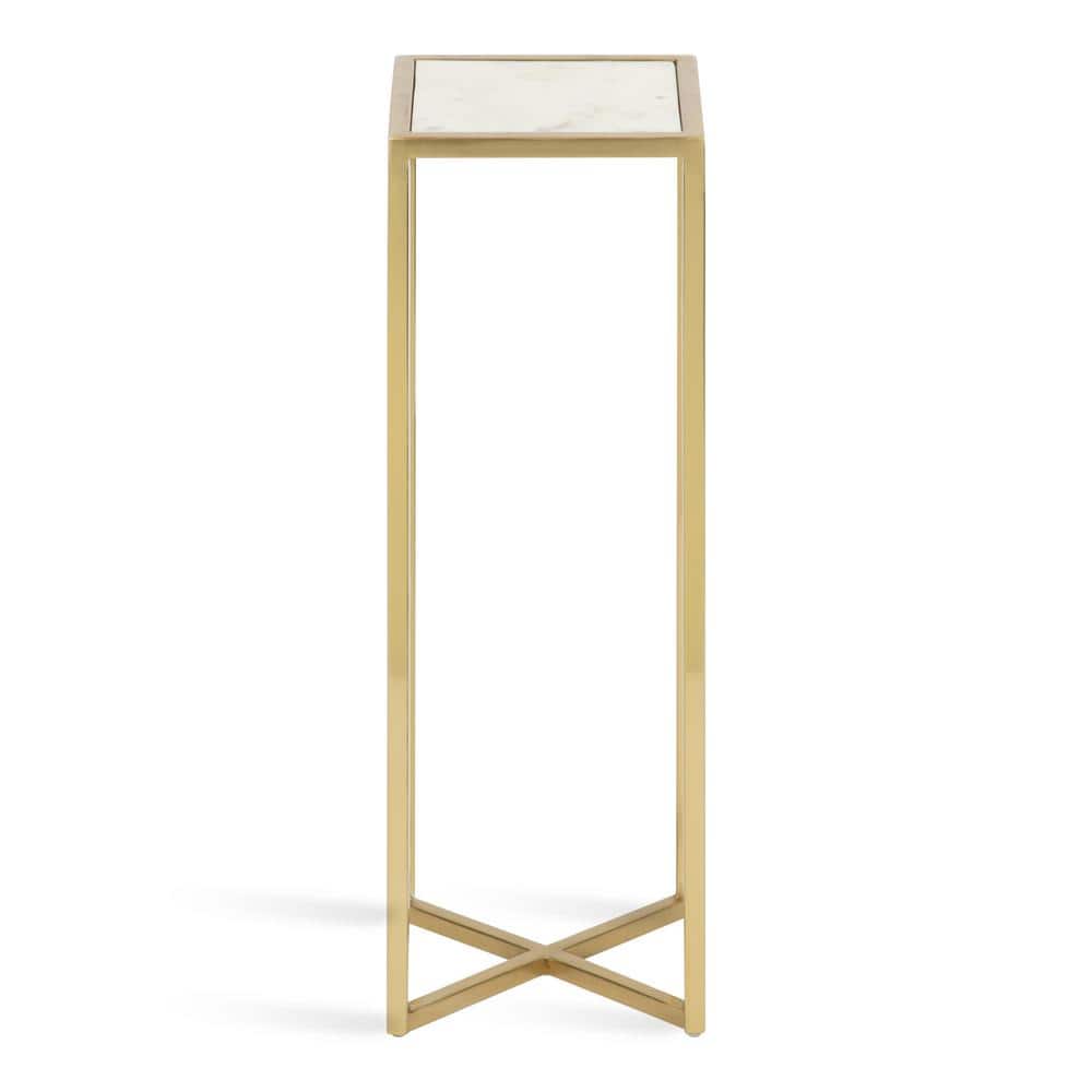 Jaspur Gold Finish Square Metal and Marble Accent Table