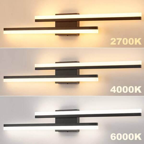 YANSUN 2-Light Modern Matte Black LED Wall Sconce with Frosted