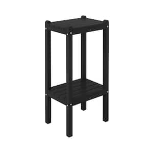 Laguna Plastic Indoor/Outdoor Patio Side Table with Storage Shelf Black