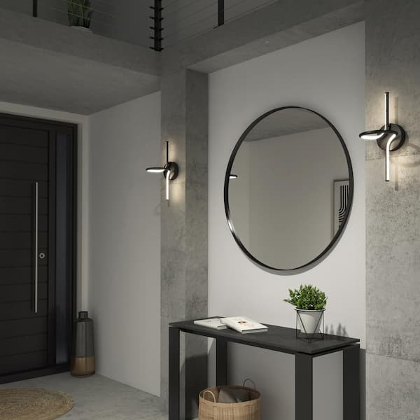 Artika Swirl Mini 8.9 in. 1-Light Matte Black Modern Dimmable Integrated LED 3 CCT Wall Sconce for Bathroom