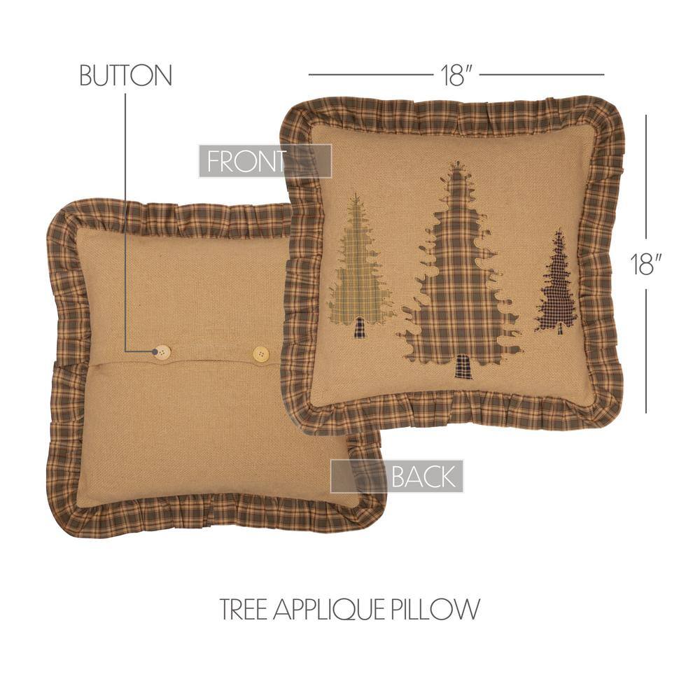 Cedar Ridge Tan Green Burlap Cotton Square Pillow