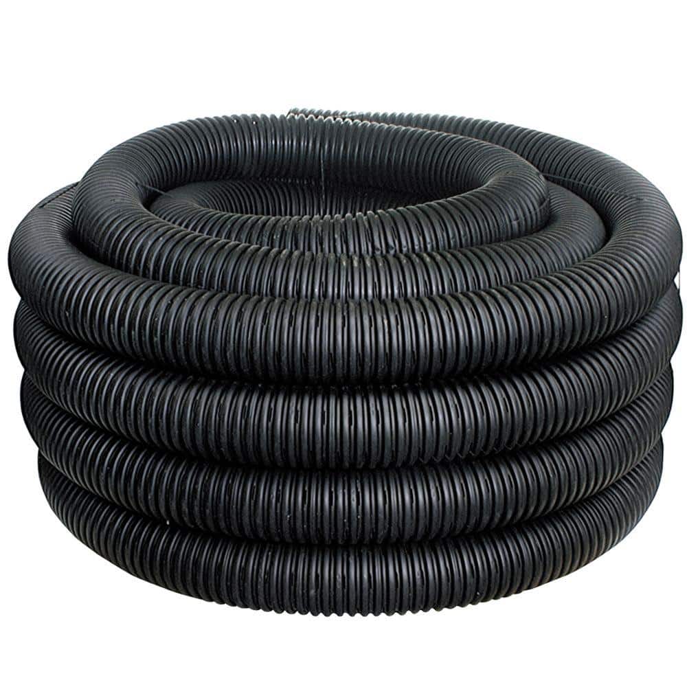Polypropylene Perforated Pipe Water Drain Drainage Tube Black 4 in x 50 ft