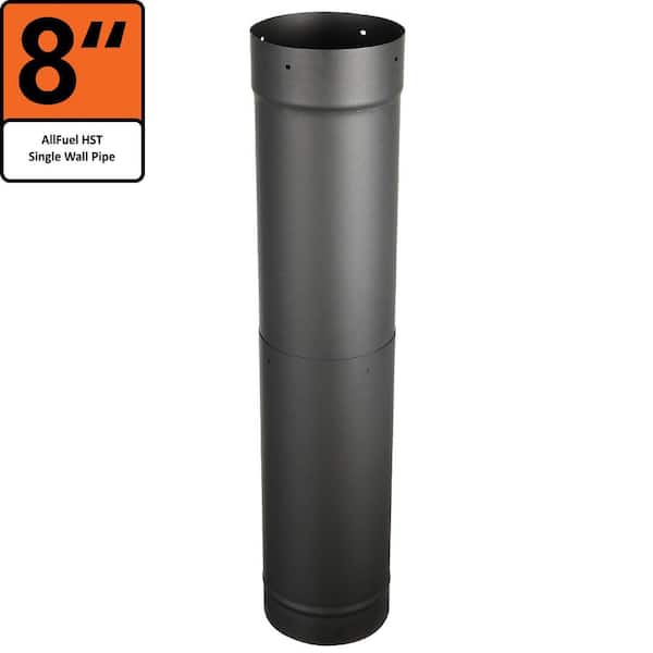 8 in. x 38 in. Adjustable Single Wall Black Chimney Pipe