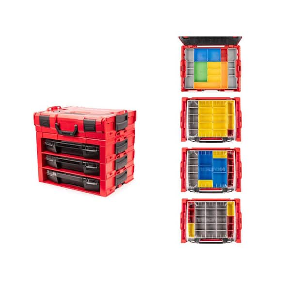 3-Drawer Stack with Shallow Tool Box (L-BOXX 1) and Organizer Bins