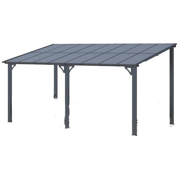 16 ft. x 8 ft. Dark Gray Aluminum Patio Cover