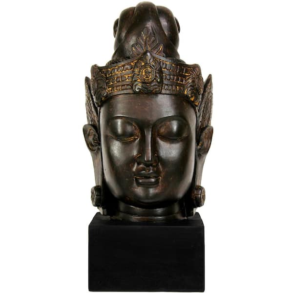 Oriental Furniture 16 in. Cambodian Buddha Head Decorative Statue