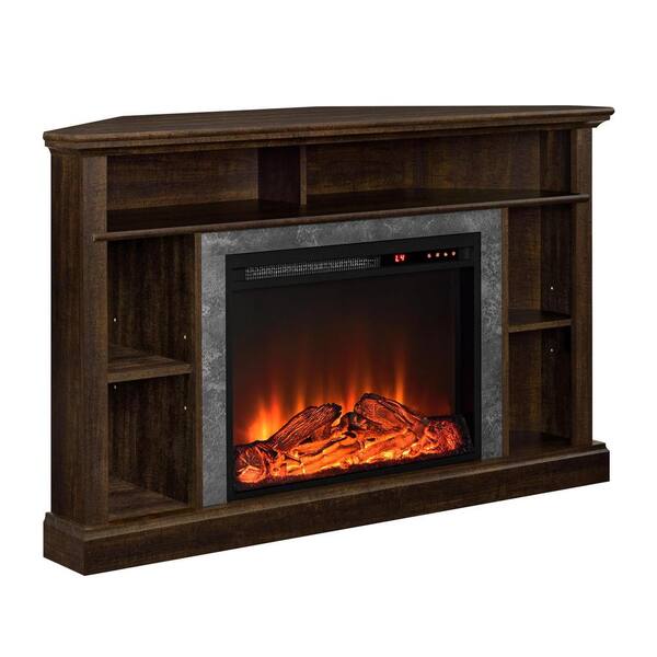 Ameriwood Home Parlour 48 in. Espresso Particle Board Corner TV Stand Fits TVs Up to 50 in. with Electric Fireplace