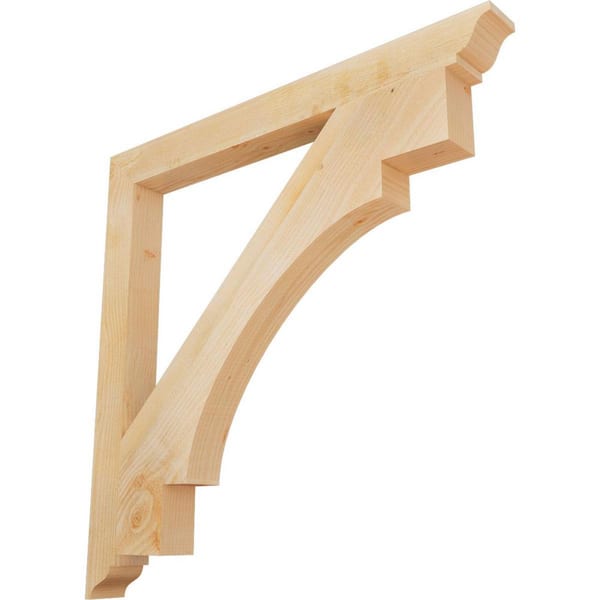 Ekena Millwork 4 in. x 44 in. x 44 in. Douglas Fir Merced Traditional Rough Sawn Bracket