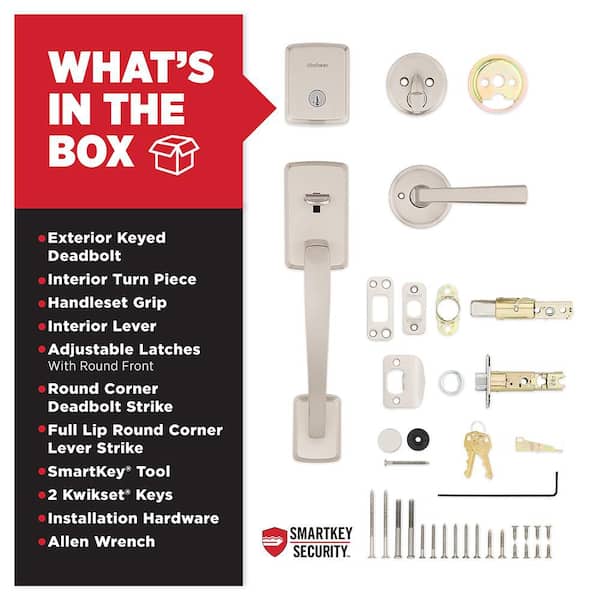 Kwikset Brentford Satin Nickel Keyed Door Handleset with Deadbolt