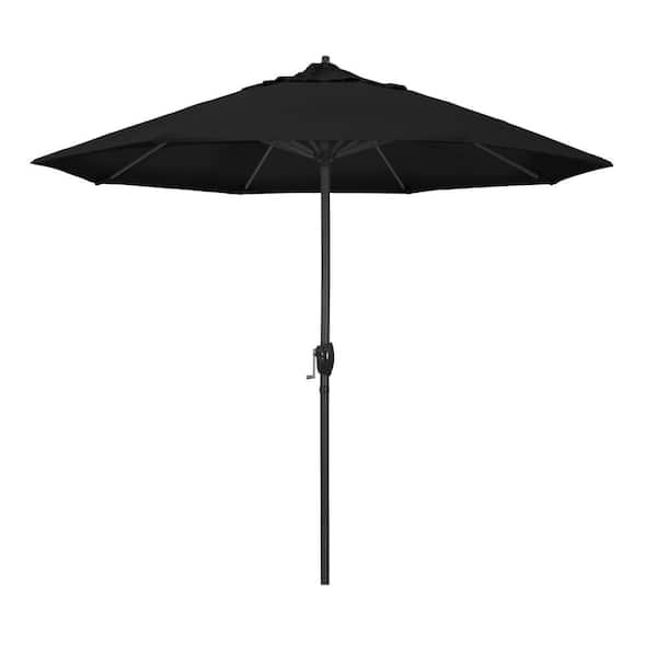 9 ft. Black Aluminum Market Patio Umbrella Auto Tilt in Black Pacifica