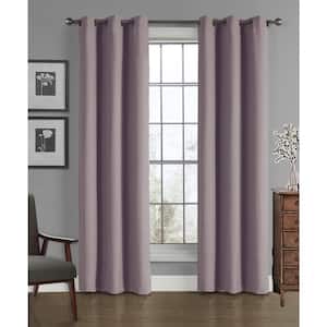 Crushed Dusty Lilac Solid Microfiber 40 in. W x 84 in. L Grommet Room Darkening Curtain