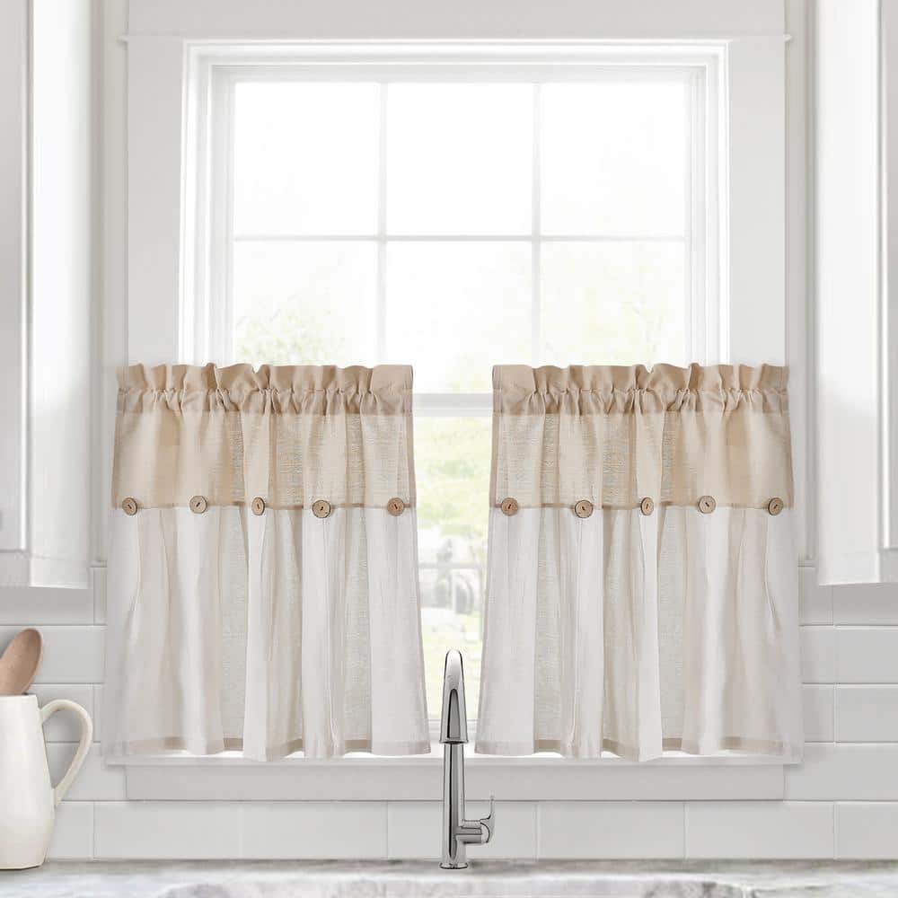Lush Decor Linen On Kitchen Tier Window Curtain Panels 29x24 Set 21t010402 The