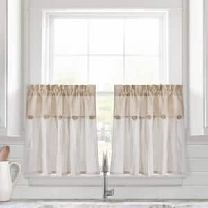 Lush Decor Linen Button Kitchen Tier Window Curtain Panels Gray/White ...