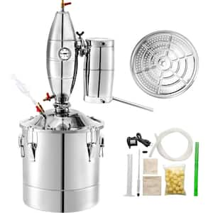 70 L 18.5 Gal. Water Alcohol Distiller, 304 SS Alcohol Still, Wine Making Boiler Kit, Thermometer, for Whiskey, Silver