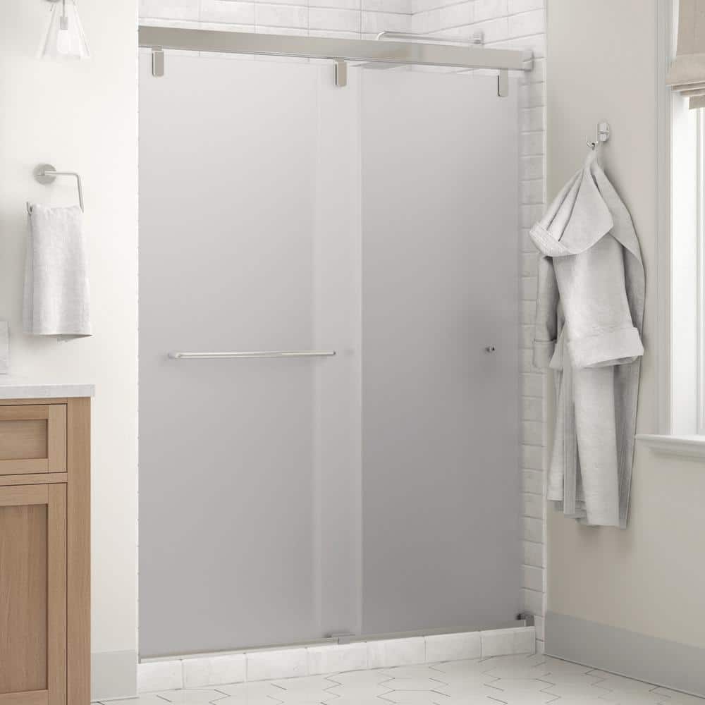 Simplicity Mod 50-1/8 to 58-1/2 in. W x 71-1/2 in. H Soft-Close Frameless Sliding Shower Door, Chrome with Frosted Glass price history on PriceWatchPro