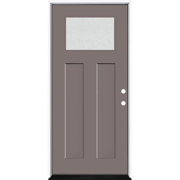 Steves & Sons Legacy 36 in. x 80 in. 1/4 Toplite Rain Glass LHIS Primed Kindling Finish Fiberglass Prehung Front Door