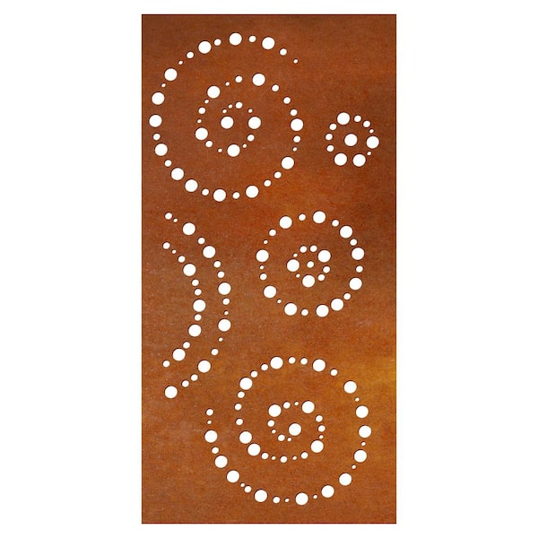 OUTDECO Spiral 3 ft. x 6 ft. Oxy-Shield Corten Steel Decorative Screen Panel in Rust with 6-Screws