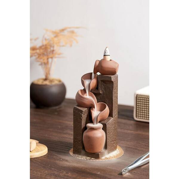Afoxsos Ceramic Waterfall Incense Holder with Backflow Cones