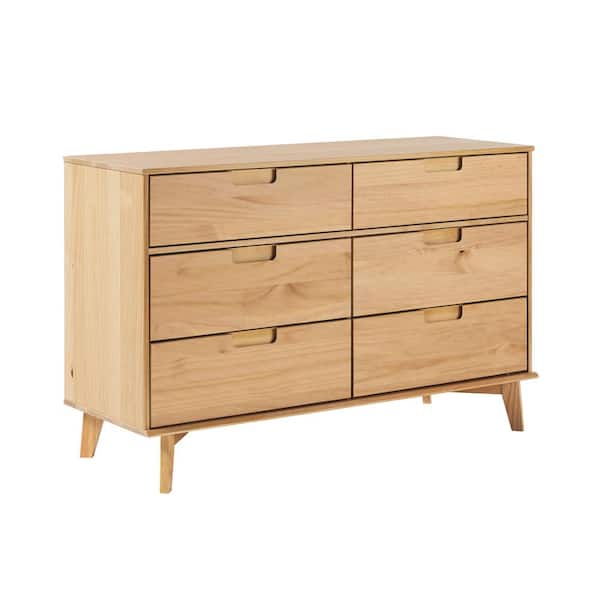 Sloane Natural Pine 6-Drawer Wood Mid-Century Modern Solid Wood 52 in. Dresser Sloane Natural Pine 6-Drawer Wood Mid-Century Modern Solid Wood 52 in. Dresser