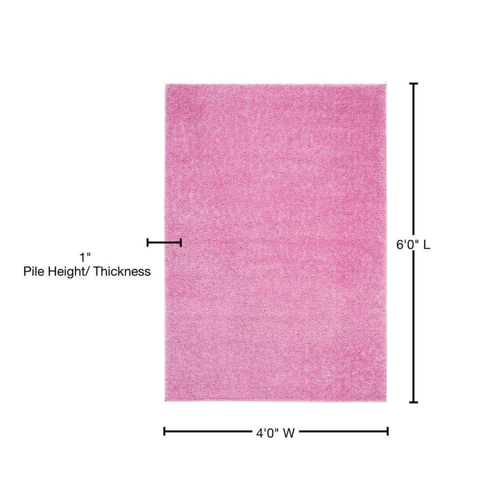 August Pink 4' x 6' Shag Synthetic Area Rug