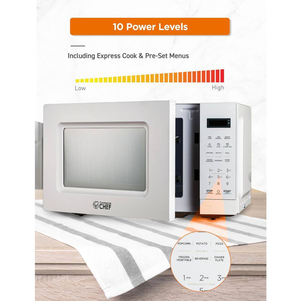 Compact White 0.7 Cu Ft Countertop Microwave Oven for RV
