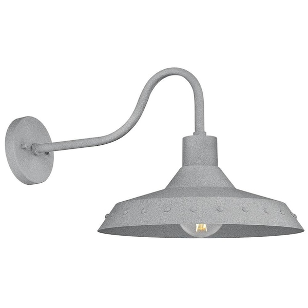 JAZAVA 16 in. Granite Grey Finish Outdoor Hardwired Wall Sconce Barn with No Bulbs Included