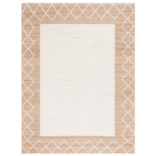 SAFAVIEH Natural Fiber Beige/Ivory 8 ft. x 10 ft. Diamond Border Area Rug
